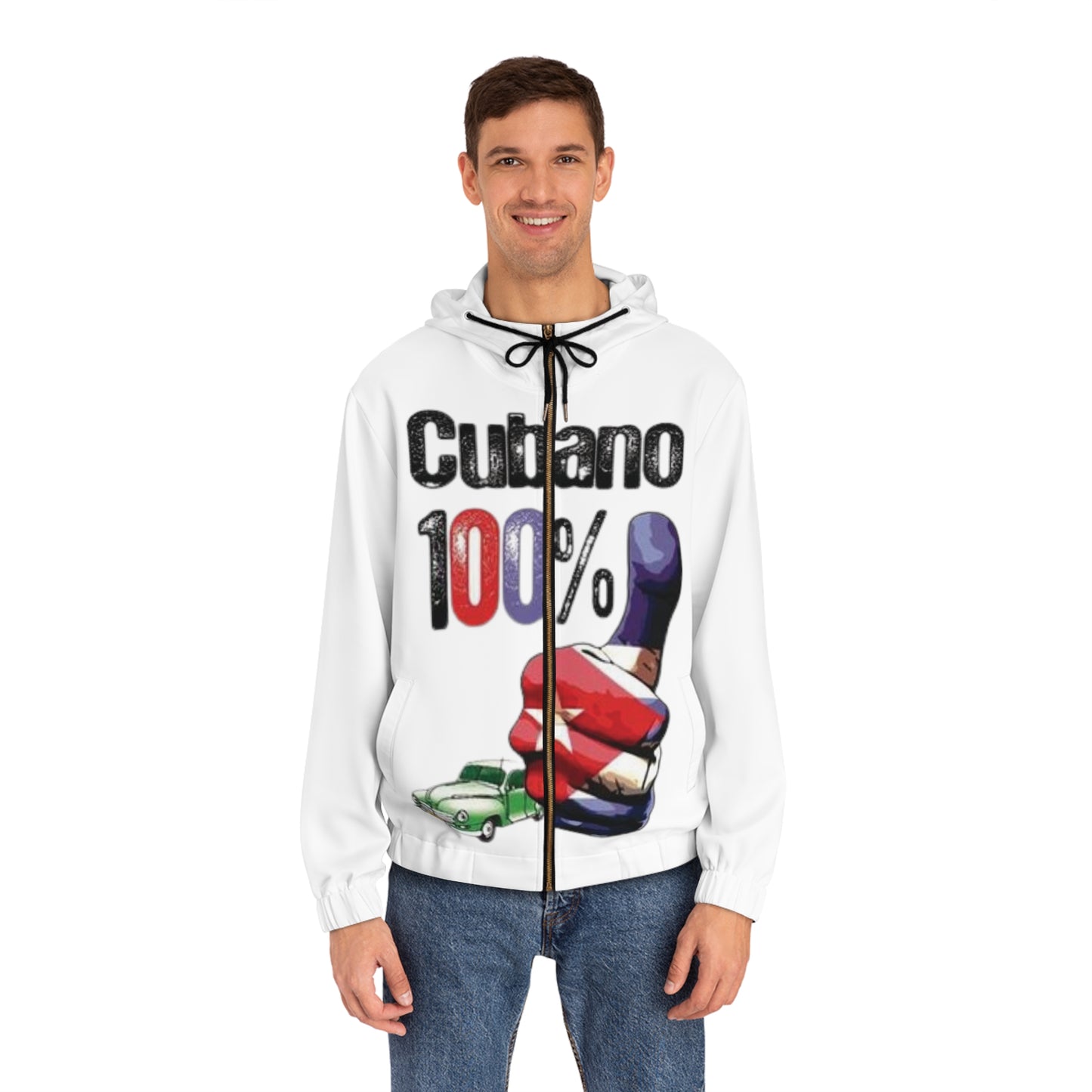 Cubano 100 Por Ciento  | Cuban Flag  |  Men's Full-Zip Hoodie (AOP)