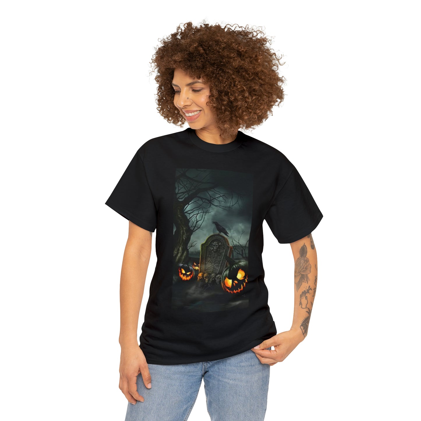 Pumpkin |  Cementery | Halloween  | Unisex Heavy Cotton Tee