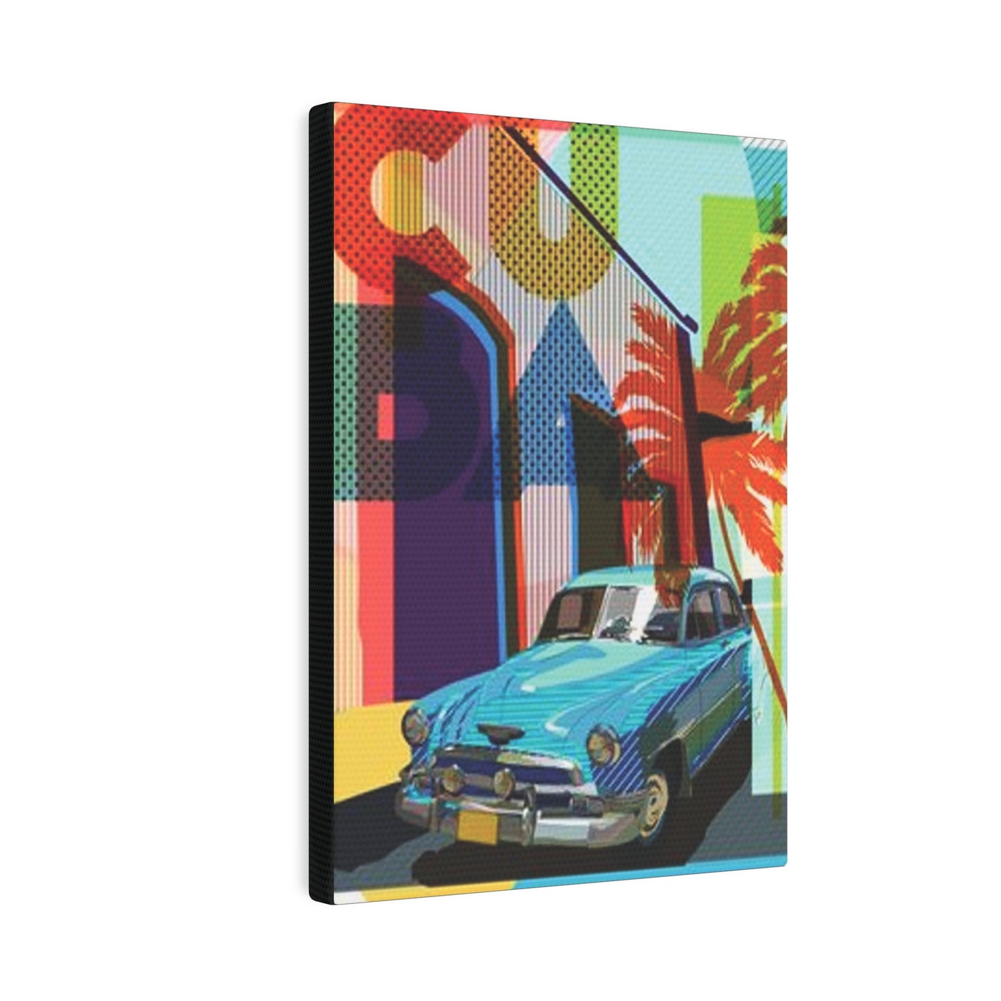 Cuban Vintage Old Car  |  Cuban Culture |  Canvas Photo Tile