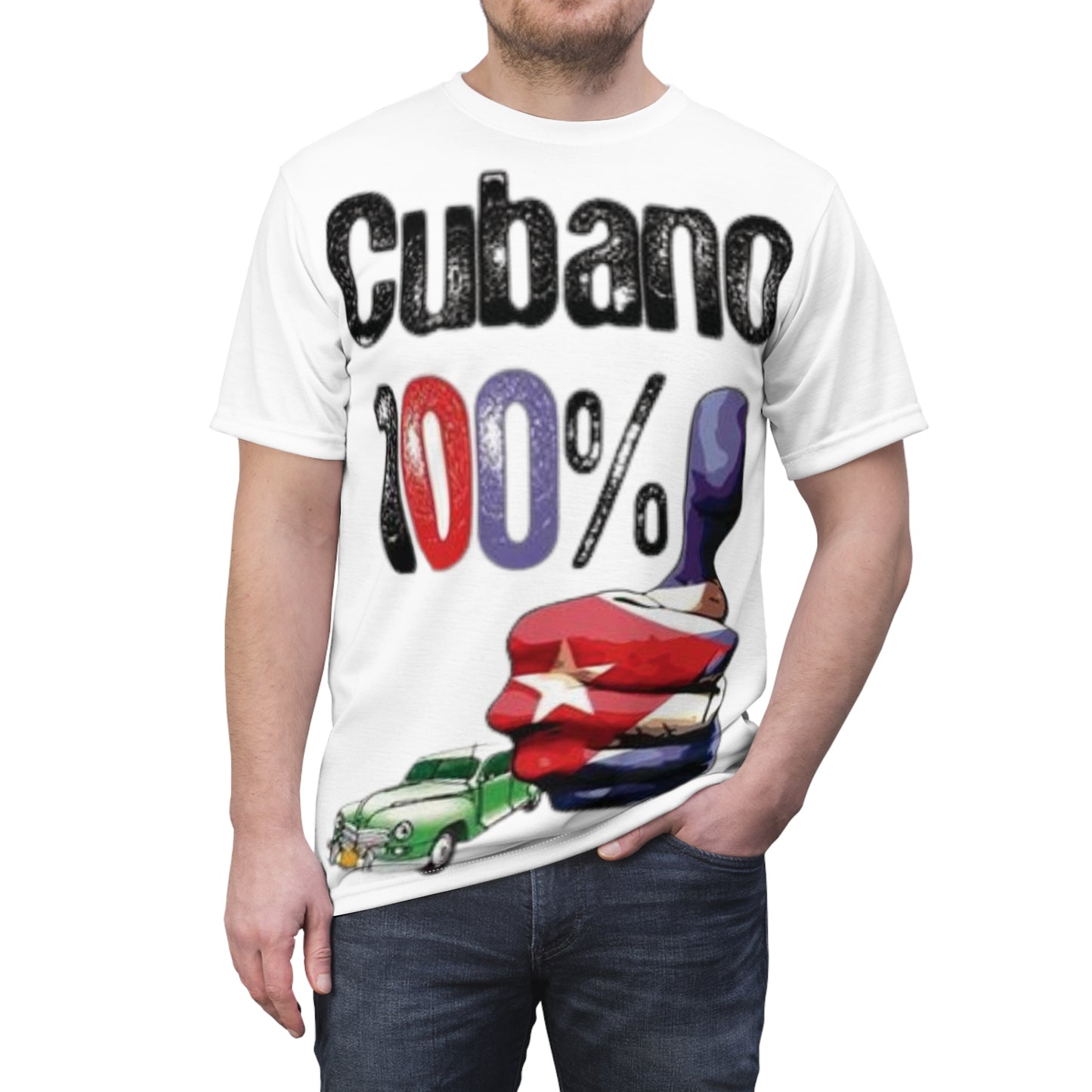 Cubano 100 Por Ciento  | Cuban Flag  |  Unisex Cut & Sew Tee (AOP)