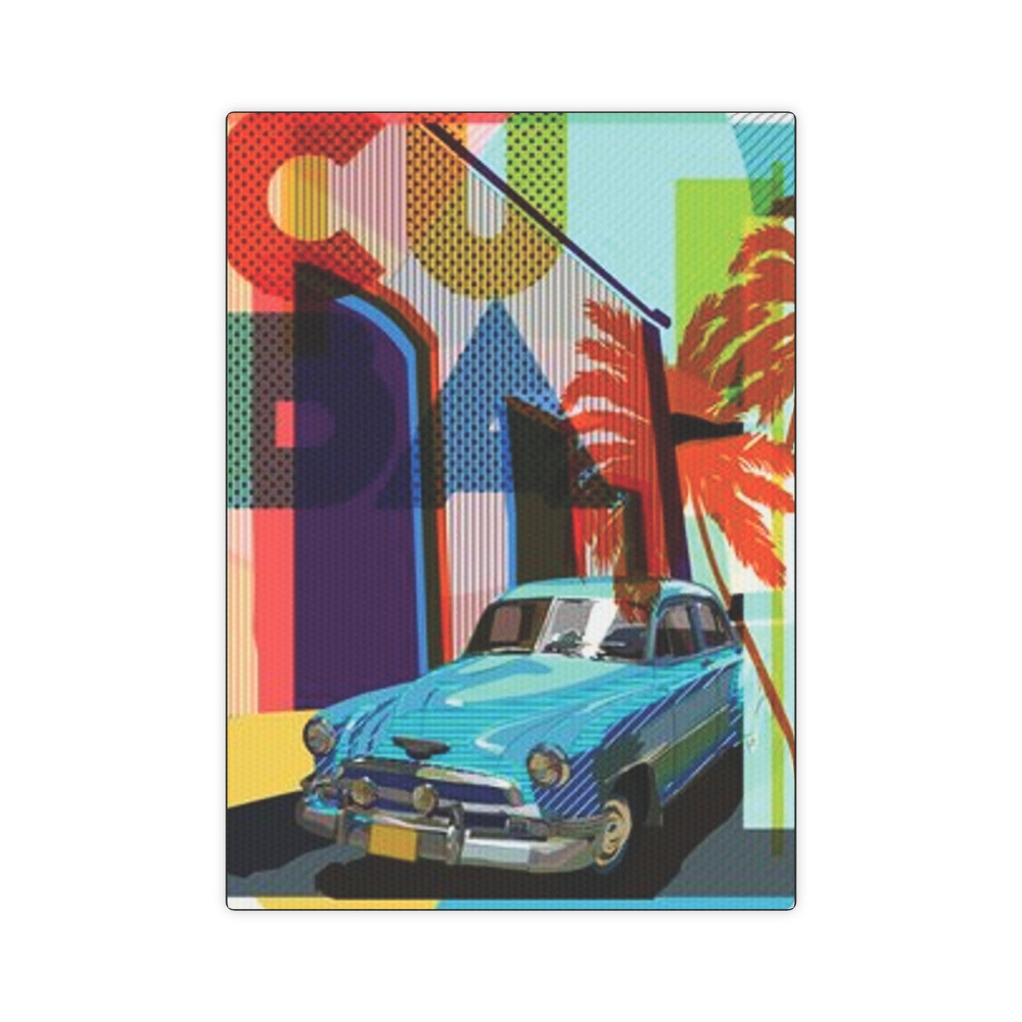 Cuban Vintage Old Car  |  Cuban Culture |  Canvas Photo Tile