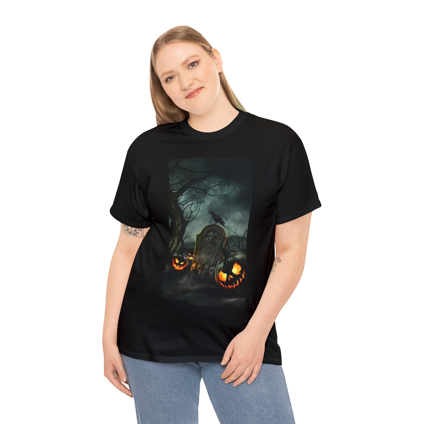 Pumpkin |  Cementery | Halloween  | Unisex Heavy Cotton Tee