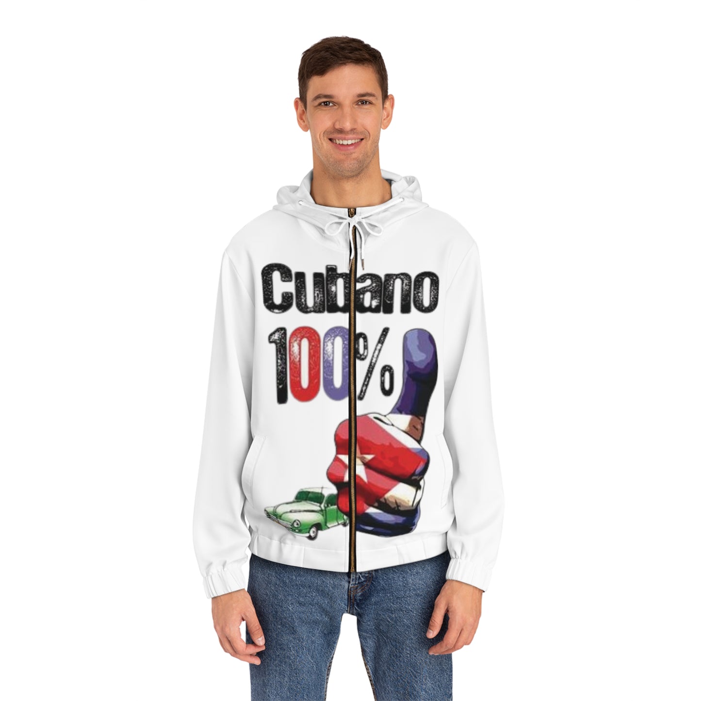 Cubano 100 Por Ciento  | Cuban Flag  |  Men's Full-Zip Hoodie (AOP)